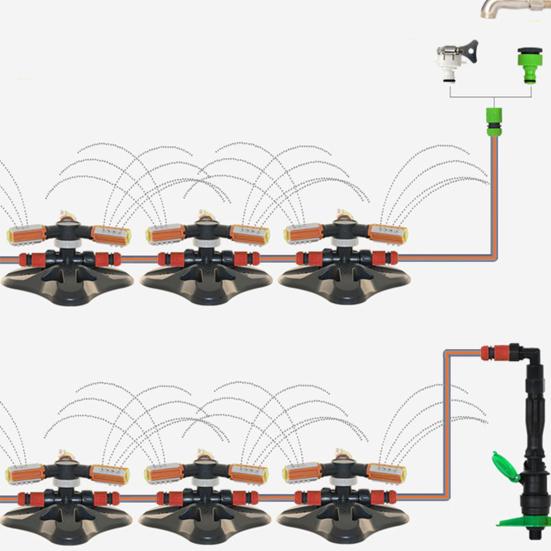 Спринклер с 3 рычагами, вращающимися на 360 градусов. Настраиваемая зона распыления. Универсальная простая установка. Крепление для садового спринклера для воды.