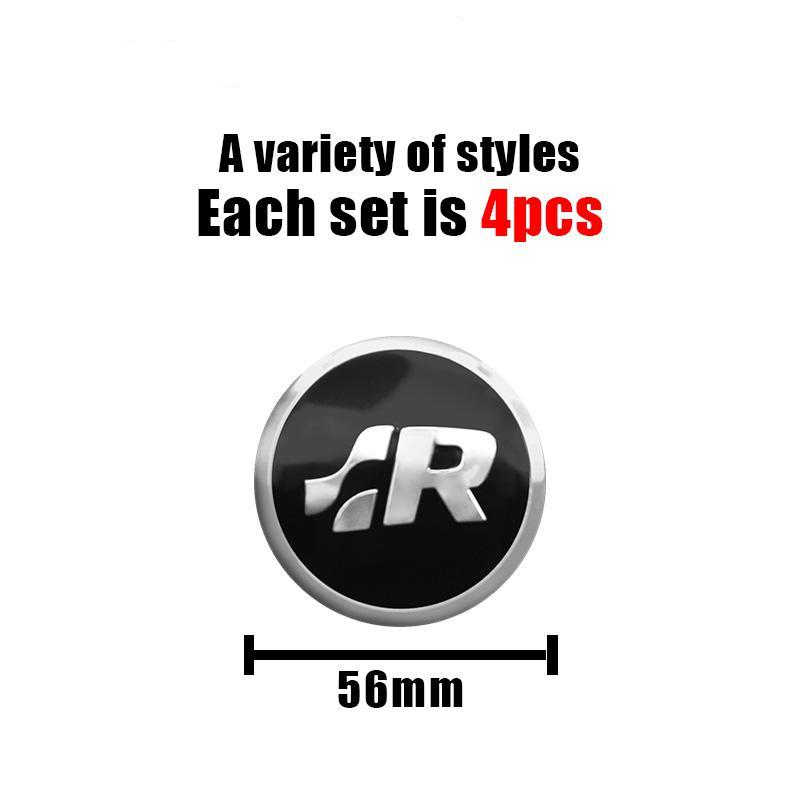 4 шт. 56 мм наклейки на крышку центрального колеса автомобиля, колпачок ступицы, автомобильные аксессуары для R Golf Motion GTI Polo Touran Octavia