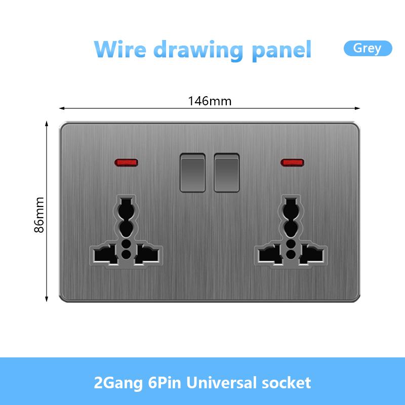 Универсальная 5-контактная розетка, стандартная британская настенная розетка USB на 13 А, 3-контактная электрическая розетка 220 В со светодиодным индикатором