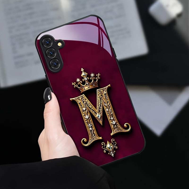 Винтажный дизайн буквы М стеклянный чехол для телефона подходит для Samsung Galaxy S26 S25 S24 S22 S21 S20 FE Ultra Plus противоударная задняя крышка