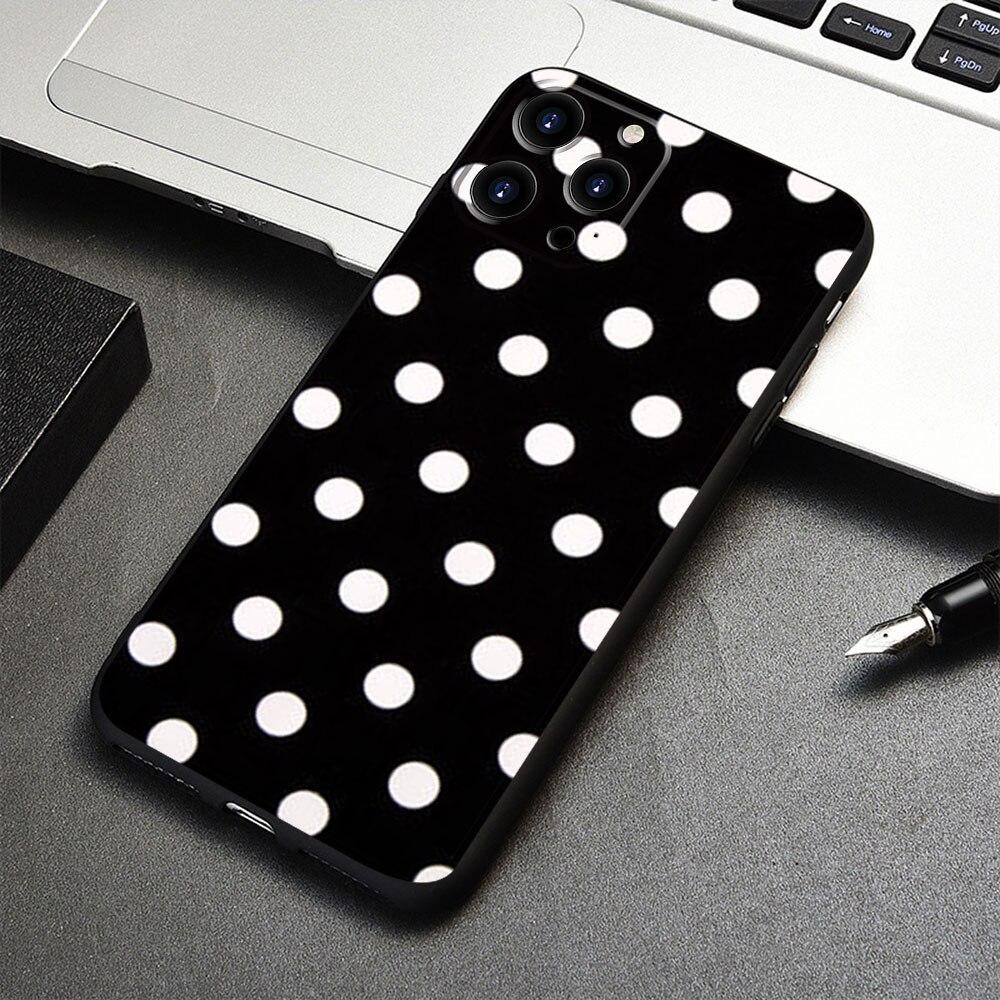 Для iPhone 7 12 14 8 Plus XR 13 Pro Max X 11 XS 5 6S 6 SE2022 5S SE2 Mini смартфон черный и белый горошек чехол для телефона