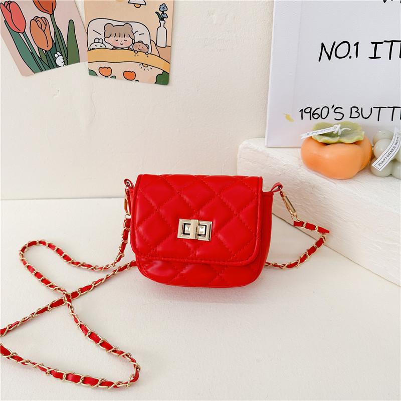 Chic Korean Style Girls Crossbody Bag Fashionable Quilted Chain Shoulder Bag For Toddlers