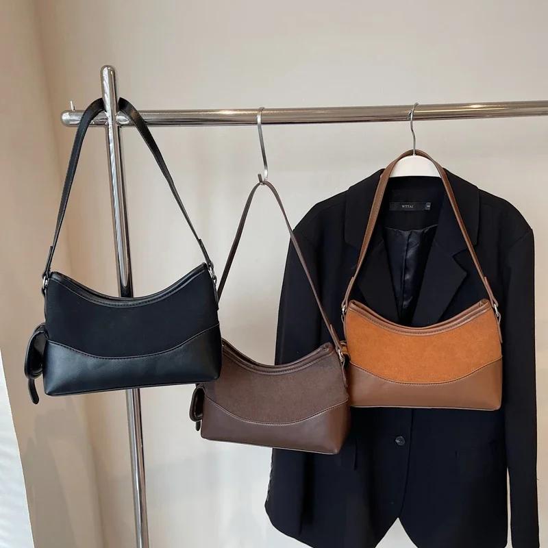 Сумка через плечо из искусственной замши и полиуретана в форме полумесяца, осенне-зимние новые стили, популярная модная сумка через плечо для женщин