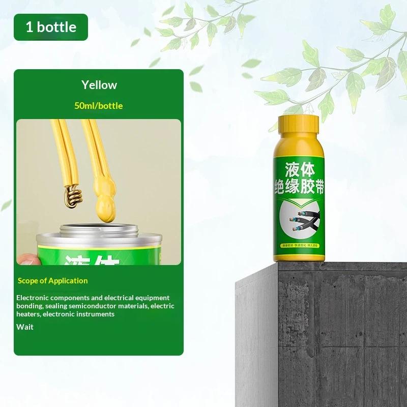 1Pcs Waterproof High Temperature Resistance Fast Dry 50ml Liquid Electrical Tape Black Insulation Sealing Glue
