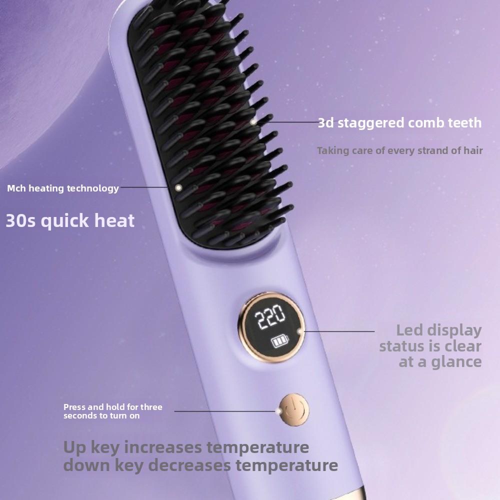 120-220C° Heating Comb 9 Temp Settings USB Charging Hair Brush Home Use