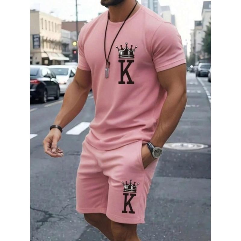 Комплект из 2 предметов уличной моды с короткими рукавами, летняя повседневная мужская футболка для спорта на открытом воздухе, мужские пляжные шорты с 3D-принтом
