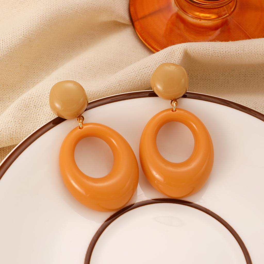 Осенне-зимние темпераментные серьги для женщин, ретро, контрастного цвета, большие акриловые серьги-подвески в виде круга, новый трендовый циркон