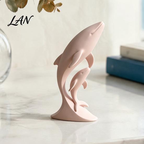 Modern Minimalist Home Accents 3D Printed Whale Ornaments, Mother And Child Figurines, Statue for Desktop Double Sculpture Office Decor Artistic