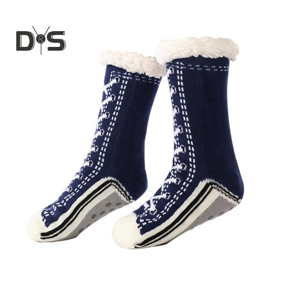 1 пара зимних носков с рисунком обуви, с плюшевой подкладкой, сохраняющих тепло, рождественские носки с высоким голенищем, гетры для ног, осенне-зимние носки-тапочки, праздничный подарок