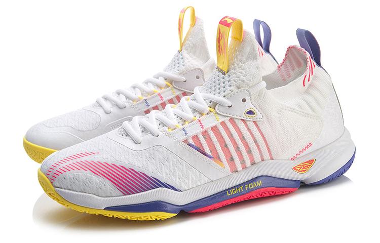 Li Ning Raid 4 Удобные низкие мужские кроссовки для бадминтона Бело-красные AYAR011-3