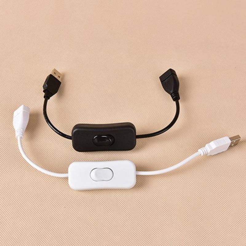 Медный USB-кабель 28 см с переключателем ВКЛ/ВЫКЛ для питания светодиодной лампы - Черный и Белый варианты