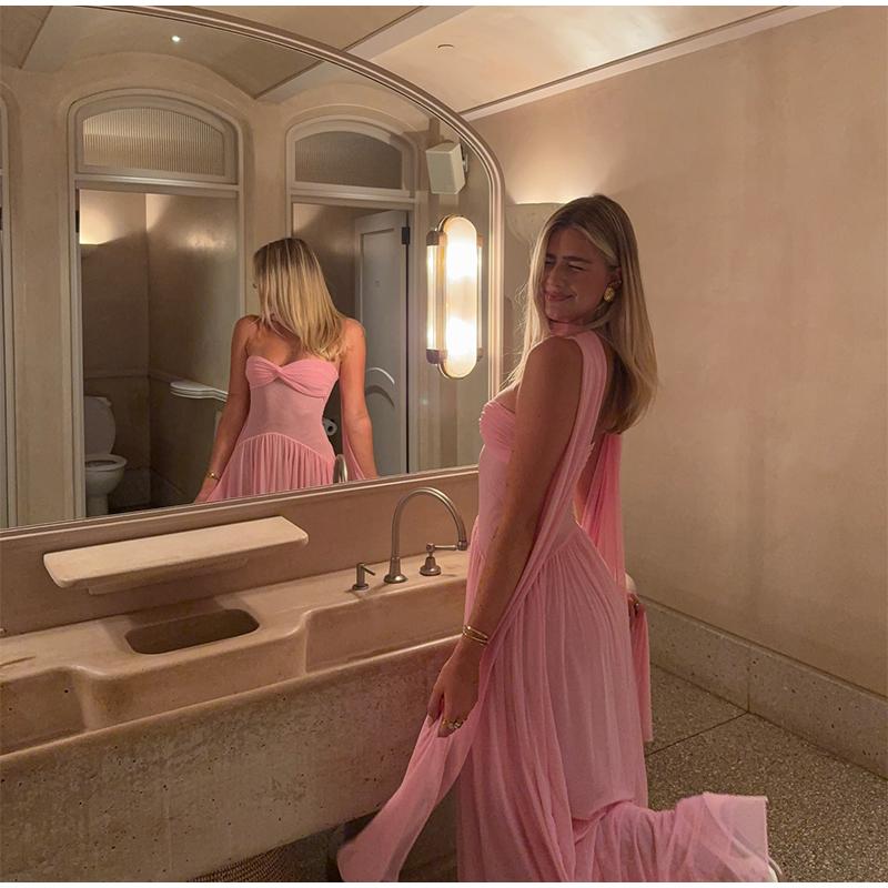 Женское весеннее платье с 3D-цветочным принтом и оборками на подоле, длинное, элегантное, с открытыми плечами и открытой спиной, 2025, новое женское платье для уличной вечеринки