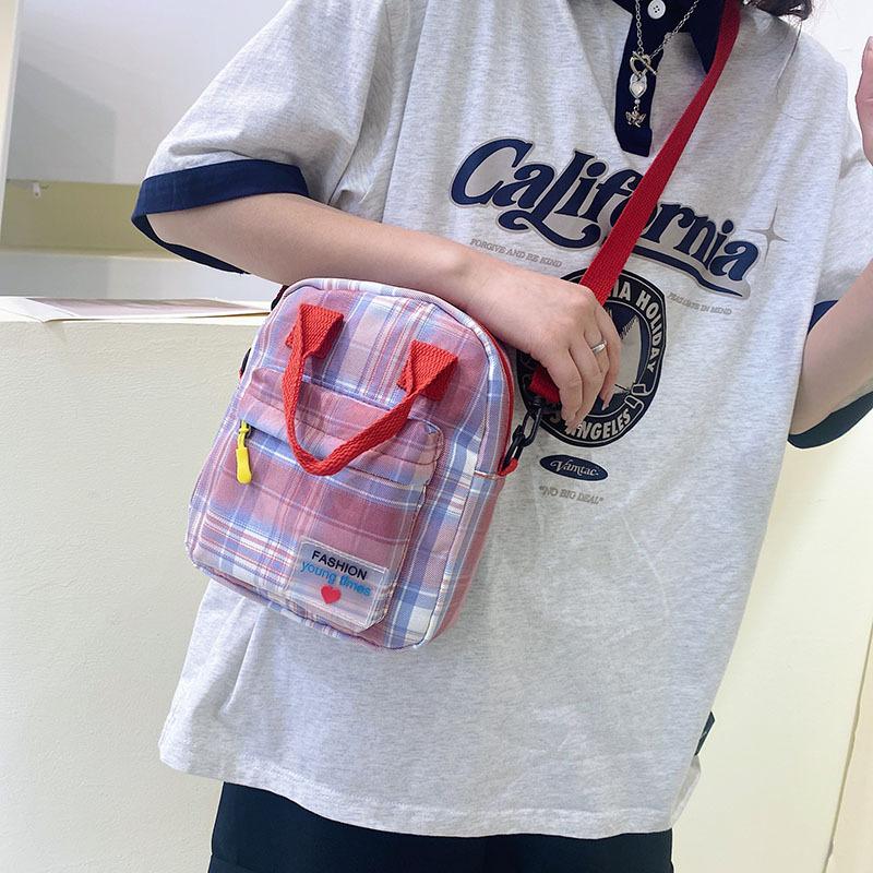 Жареная Уличная Женская Сумка Маленькая Квадратная Сумка Новая Сумка Литературная Клетчатая Милая Сумка Через Плечо Кроссбоди