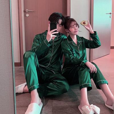 Женская пижама из искусственного шелка, молодежный осенне-зимний домашний костюм, черный кардиган с длинными рукавами, брюки, костюм