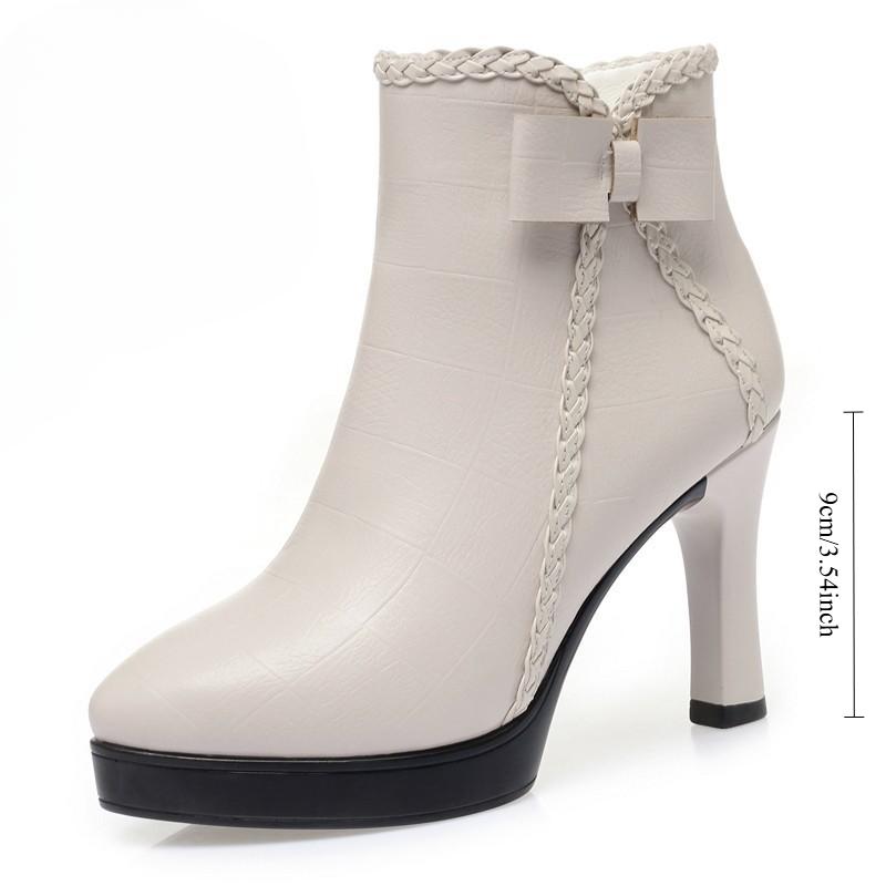 Женские короткие сапоги Осень и зима Новые универсальные ботинки на высоком каблуке с острым носком Женские ботинки на шпильке Женские ботинки на флисовой подкладке