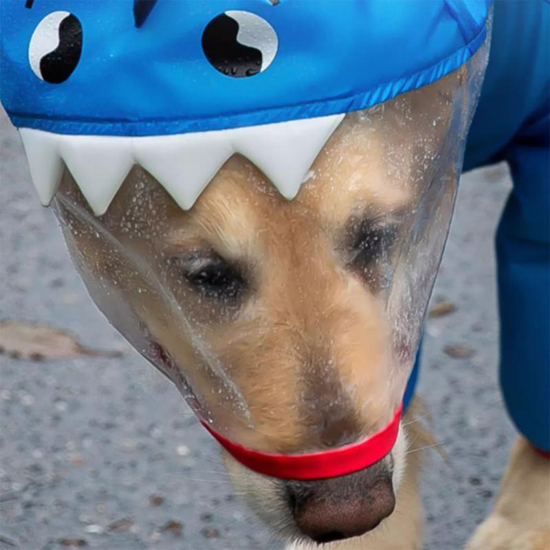 Shark Shape Border Collie Raincoat Big Dog Rain Poncho Husky Outdoor Four Legs Waterproof Clothes