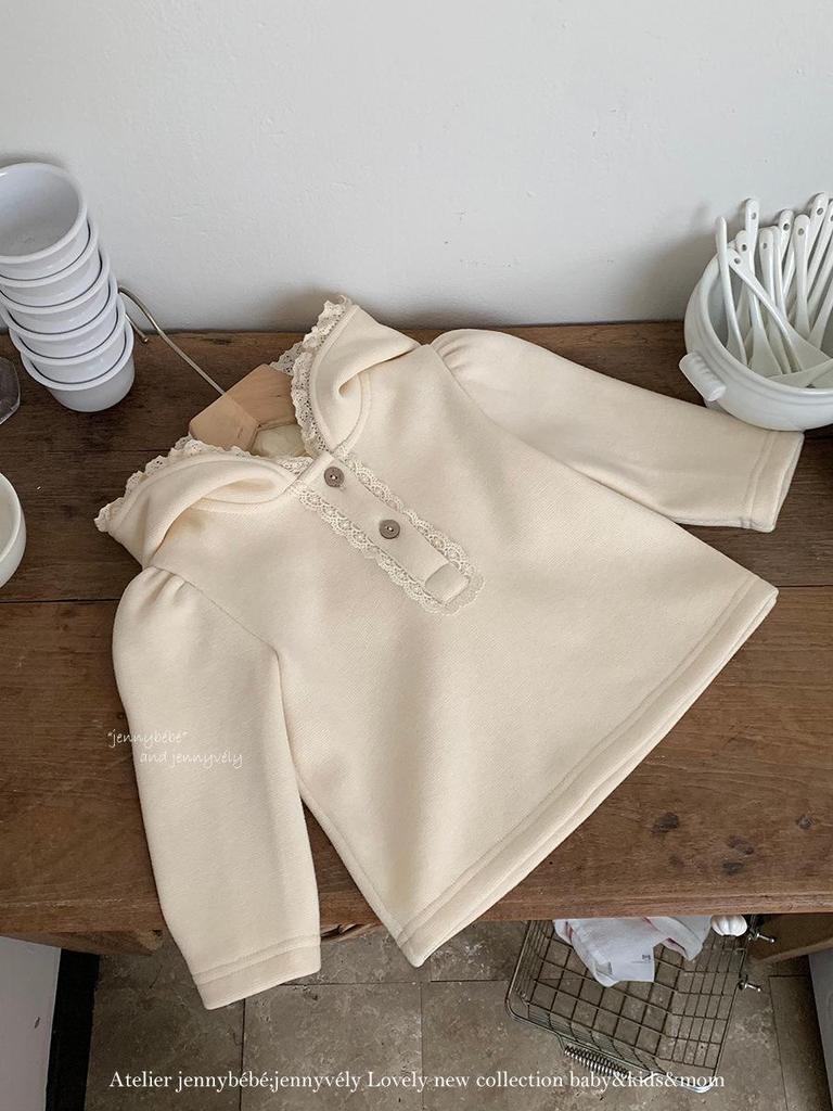 Зимний комплект для девочек в корейском стиле с флисовой подкладкой - Милая шапка-эльф с капюшоном и широкие штаны