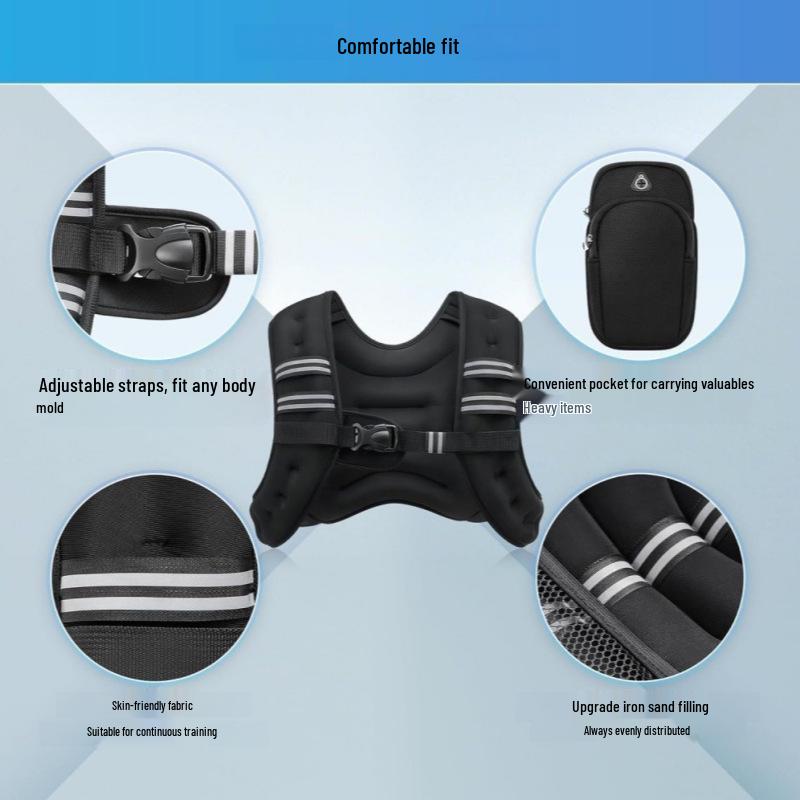 Регулируемый светоотражающий жилет-утяжелитель для фитнеса