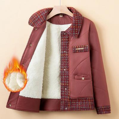 Мамина зимняя модная пуховая хлопковая куртка плюс бархатная утолщенная новая хлопковая куртка для женщин среднего возраста зимняя короткая хлопковая куртка