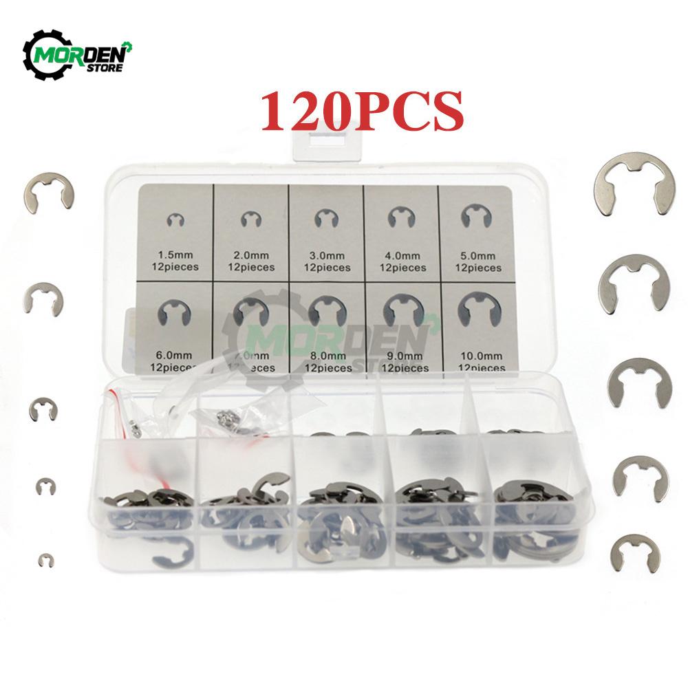 M1.1-M11 111/111 PCS 111 Stainless Steel E Clip Washer Assortment Kit Circlip Retaining Ring For Shaft Fastener Home Hardware