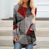 Women's Fashion Casual Irregular Patchwork Color Print Loose Medium Long Long Sleeve Top