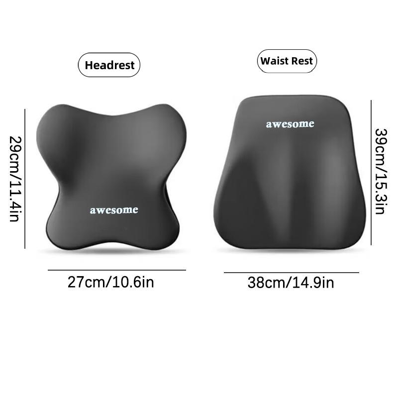 Memory Foam Car Universal Headrest Lumbar Cushion Back Cushion Lumbar Pillow Car Comfort Neck Pillow Car General Accessories