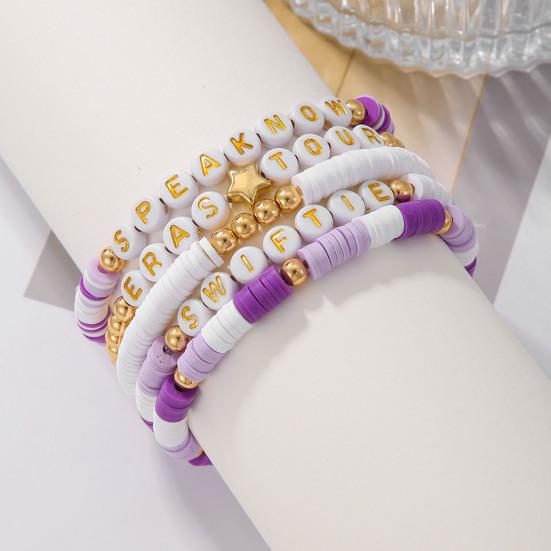 5 шт./компл. эластичный браслет с надписью «Singer Lover» из полимерной глины, браслет с бусинами, летний пляжный богемный многослойный браслет дружбы