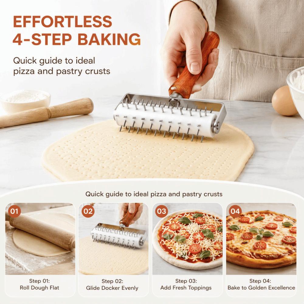 Mirror Polish Pastry Roller Stainless Steel Dough Needle Roller Dough Docker Homemade Baking