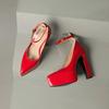 Glossy Patent Leather Pumps Women Super High Heels Thick Sole Platform Shoes Woman Pointed Toe Ankle Buckle Party Wedding Pump