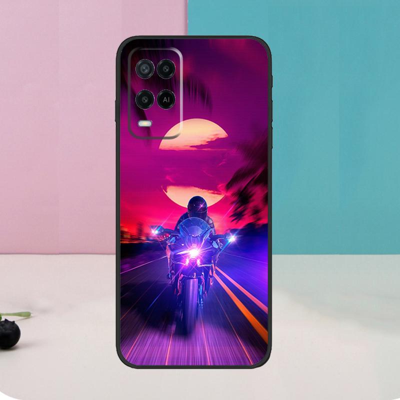 Neon Motorcycle Biker Case For Oppo A5 Pro A6 A15 A16 A76 A96 A17 A57 A98 A58 A78 A18 A38 A54 A74 A94 A40 A60 A80