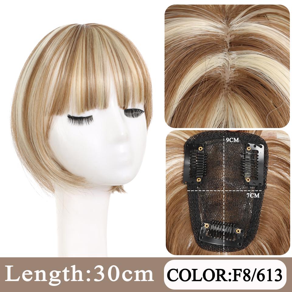 Синтетический длинный прямой топпер с 3 зажимами, заколка для наращивания волос с челкой, натуральный пушистый невидимый головной убор с челкой