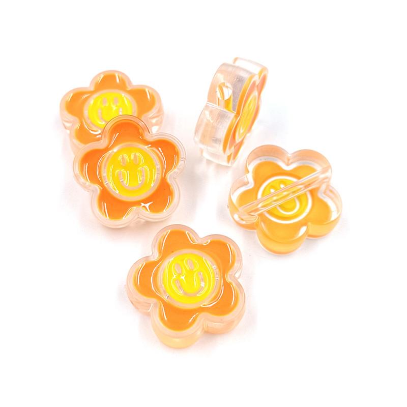 5 шт. акриловые капельные масляные прозрачные бусины в виде цветка-смайлика, милый кулон, сделай сам, брелок для изготовления ювелирных изделий