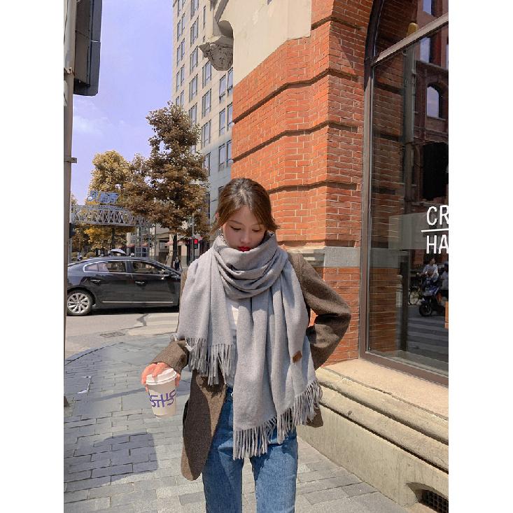 Женский толстый теплый однотонный шарф осень-зима новый стиль кашемировый шарф универсальный шерстяной шарф