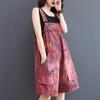 Denim Playsuits Women Loose Wide Leg Vintage Playsuits Ladies Big Pockets Printed Overalls for Women Summer