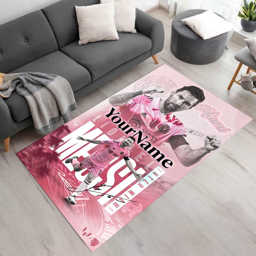Messi Customize Text Area Rug Suitable for Decorate room Bedrooms Foyer Hallway Antislip Carpet Anime Office Decor Perfect Gift for Friends & Family