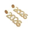 Vintage Aesthetic 2026 Stud Earrings Crystal Jewelry Rhinestone New Year Earrings Shiny Long Drop Rhinestone Earrings Girls