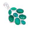 Zambian Mines Emerald Gemstone 925 Sterling Silver Jewelry Pendant 2.2"  AH-3391