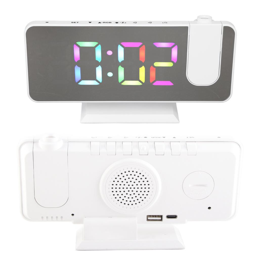 RGB Digital Alarm Clock Mirror Surface Adjustable Brightness Modern Desk Clock with 180 Degree