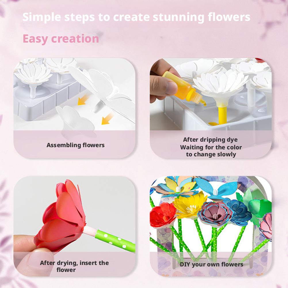 Наборы для поделок из цветов, DIY бумажные поделки букет игрушки для детей, создавайте 3D цветы, меняющие цвет, образовательный научный набор