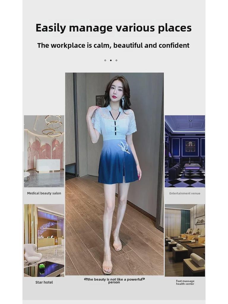 Платье-трансформер для чистки ушей и ванн для ног весна-лето 2024 г.