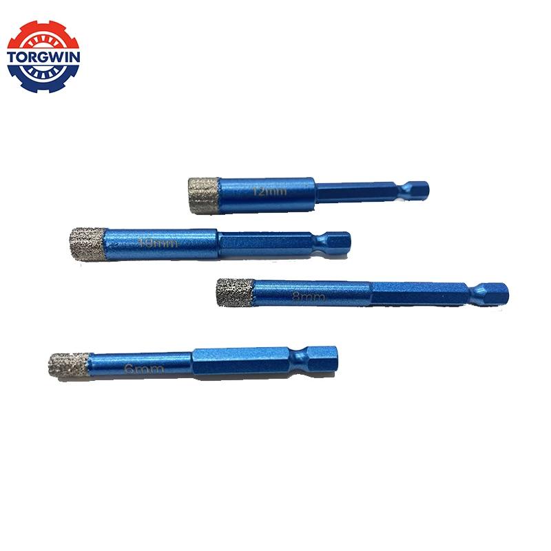 Вакуумная алмазная пайка Сухое сверло Пила Керамика Мрамор Гранит Плитка Открывалка отверстий Коронка Режущий инструмент 4 шт. M14 Шестигранный хвостовик