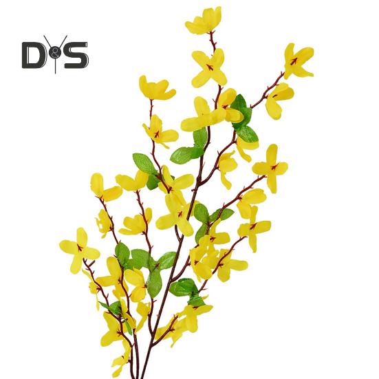 Искусственный зимний жасмин со стеблем Реалистичный искусственный шелк Желтый цветок Стол для домашнего офиса Центральная часть Искусственный цветок Ветка Цветочная композиция Украшение