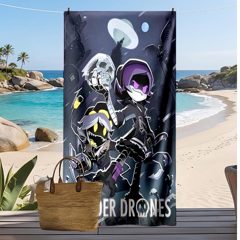 Murder Drones Printed Quick Dry Beach Towel Super Absorbent Soft Lightweight Bath Towel for Pool Summer Travel