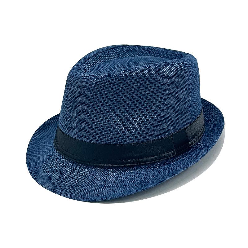 British Jazz Fedora: Solid Color Ribbon, Roll Brim, Unisex Sun Straw Hat