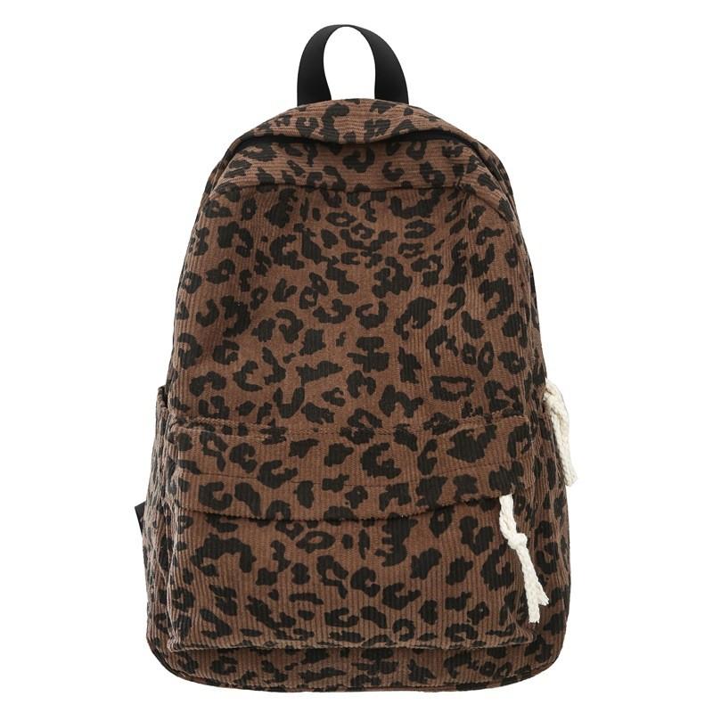 Urban Style Leopard Print Soft Backpack With Zipper Closure For Student And Travel