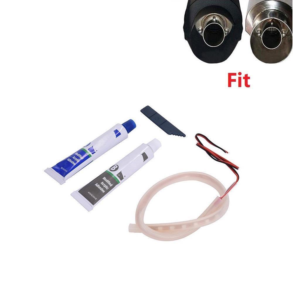 1 комплект, светодиодный светильник для автомобиля, мотоцикла, лампа выхлопной трубы, предупреждающие индикаторы стрельбы, ремонт скутера, факельная лампа