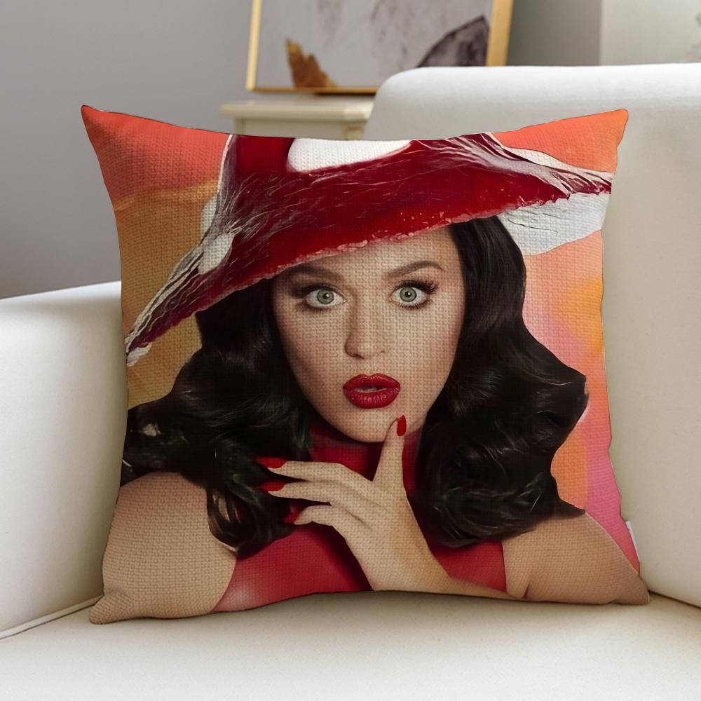 Pop KKaty PerryS Cushion Cover Breathable and skinfriendly linen pillowcase square removable and washable cushion