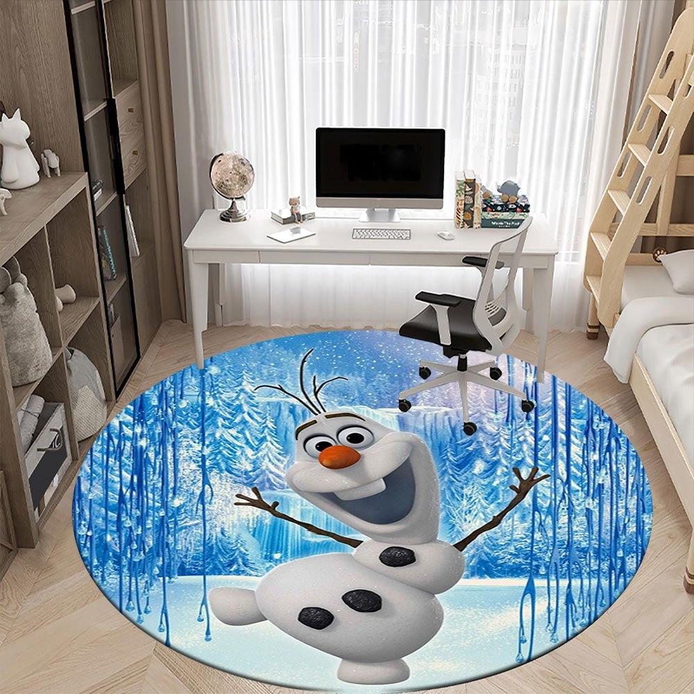 Olaf the Snowman Winter Wonderland StickerRound Non-Slip chair mat chair carpet for office Rugs for Office Decor Gift For Valentine's Day Mother's Day