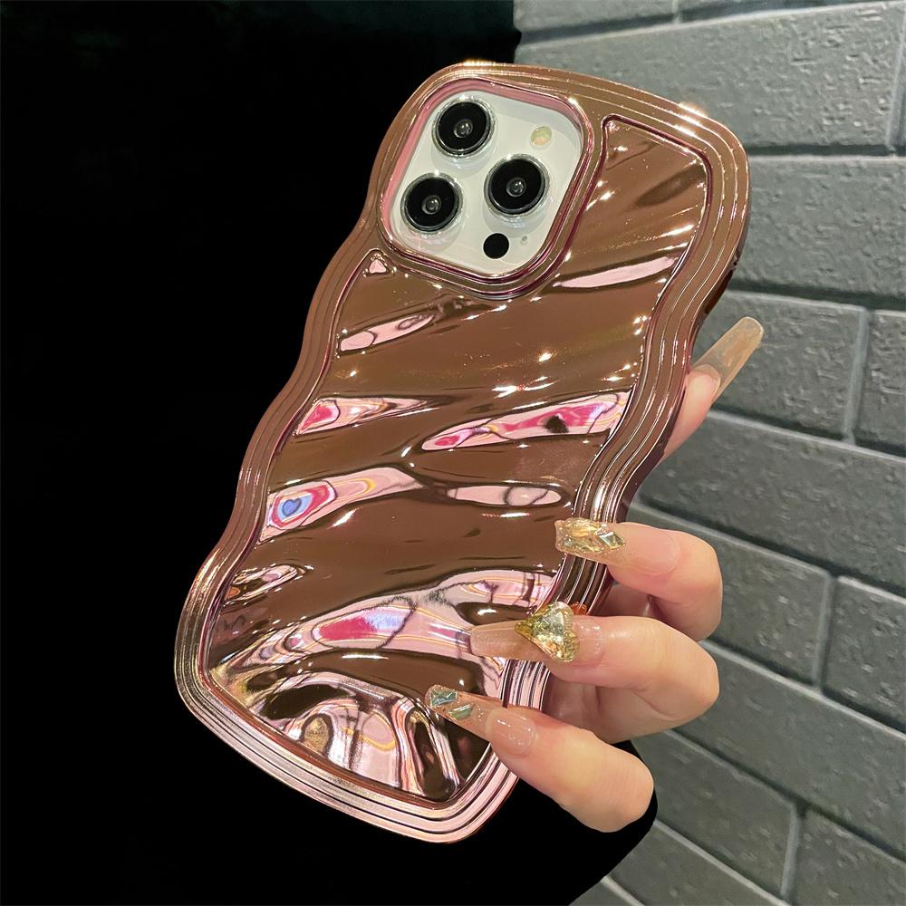 Роскошный глянцевый чехол с волнистым узором для iPhone 15 14 13 12 11 Pro Max, модный яркий бампер 2 в 1, противоударный чехол из ТПУ