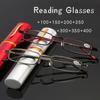 Мини Портативные Очки для Чтения Винтажные Ультралегкие Женские Мужские Очки для Пресбиопии Чехол-Тубус для Ручки Унисекс Ретро Очки для Дальнозоркости